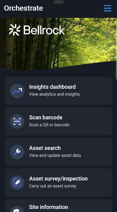 Orchestrate home screen